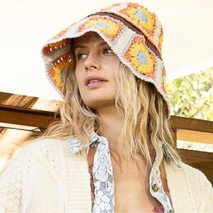 New POL Knitted Bucket Hat With Handmade Panel